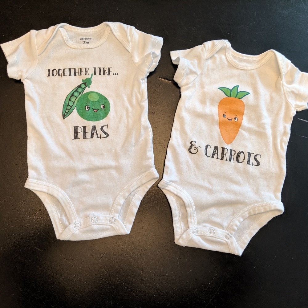Coordinating Twin Onsies - 3mos
